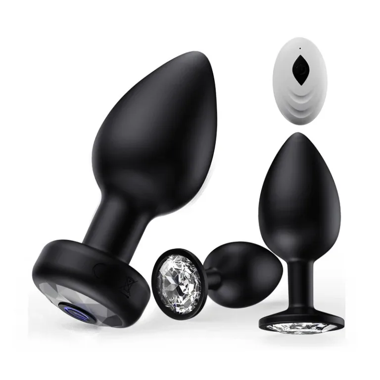 UZI 3 pcs Silicone Remote Control Vibration Butt Plug Set
